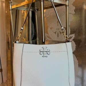 Tory Burch Cream Shoulder Bag with Gold Accents